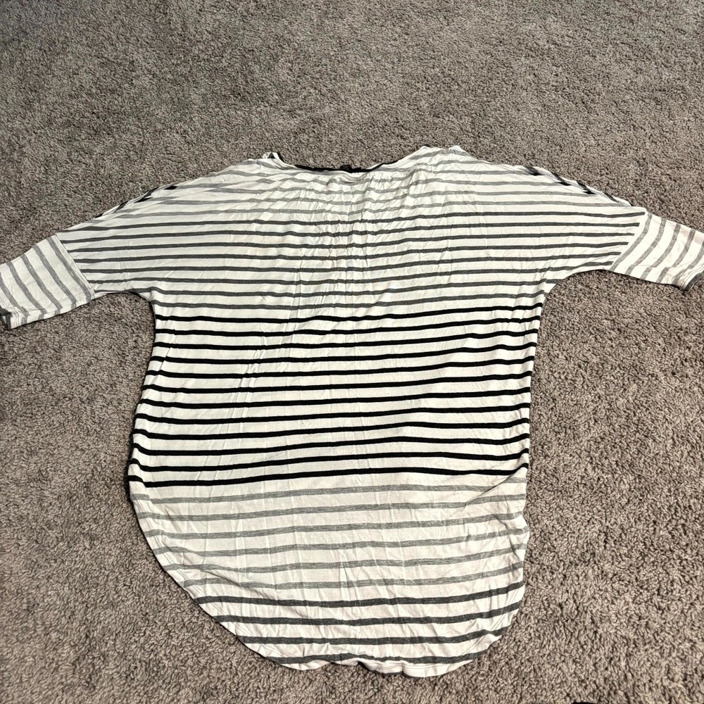 Mossimo Womens XXL Striped Tie Front Top Black White Dolman Sleeve V Neck - Picture 6 of 6
